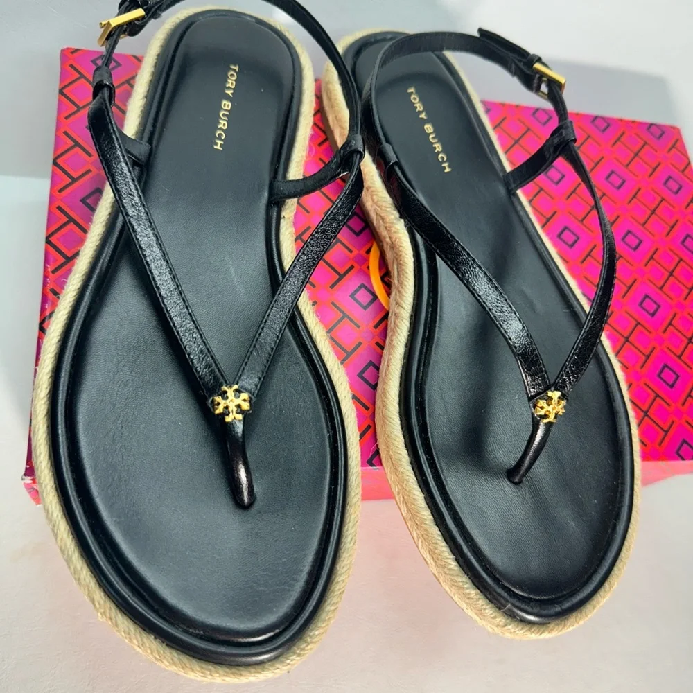TORY BURCH Delicate Logo Thong - T-Bar Sandals casual outdoor summer vacation